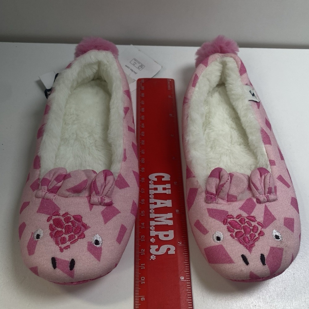 Joules Girl's Pink Giraffe Slippers Size Medium New! Grippy Sole Giftable - Picture 3 of 5